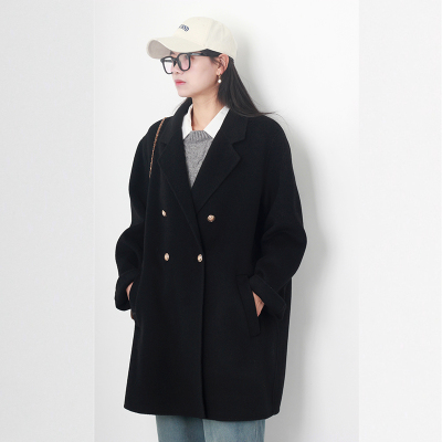 高端显瘦大码双面羊绒大衣中长款