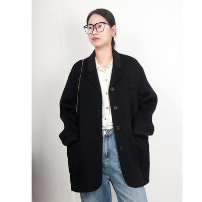 胖妹妹双面羊绒大衣加肥加大显瘦