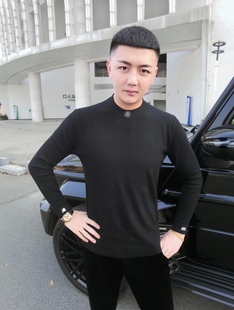 皇家男爵v高端B领骑士战马袖秋冬季半高领毛衣男士中领针织打底衫