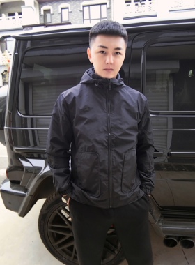 皇家男爵v2025欧货春秋连帽骑士战马拉链纯黑色连帽夹克外套潮牌