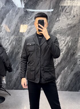 西装领棉衣猎装式工装棉服秋冬