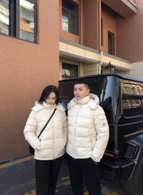 冬季M蒙家冬男女款同款情侣羽绒服短款白鸭绒宽松加厚外套显瘦潮