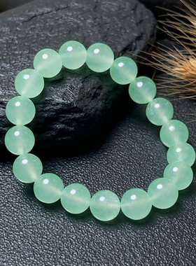天然绿东陵玉10mm手串清新手链