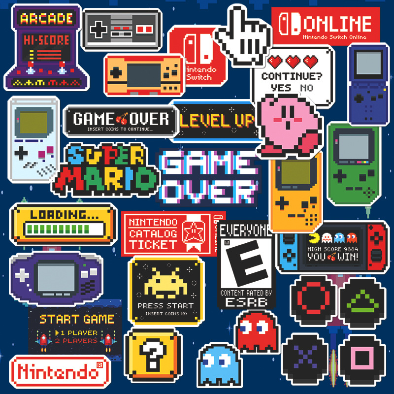 卡通怀旧像素游戏ns贴纸