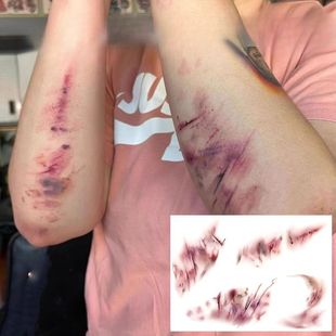 万圣节纹身贴纸假瘀伤疤贴仿真刀疤贴假伤口贴画自粘派对妆容酒吧