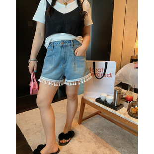 辣妹a字梨型身材裤 金大支牛仔短裤 高腰胖mm大码 女夏季 子 2025新款