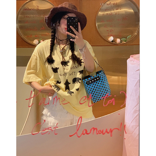 女装 Dazi金大支慵懒短袖 大码 T恤女夏季 胖mm宽松圆领上衣 2025新款