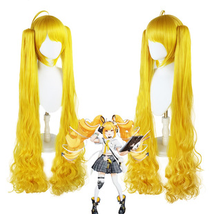 王者荣耀 安琪拉 cos假发 金黄色时之奇旅漫画少女Jk双马尾长发
