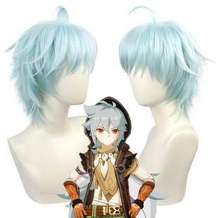原神 雪融有踪 重云 cos假发 动漫角色三色渐变反翘款cosplay假发
