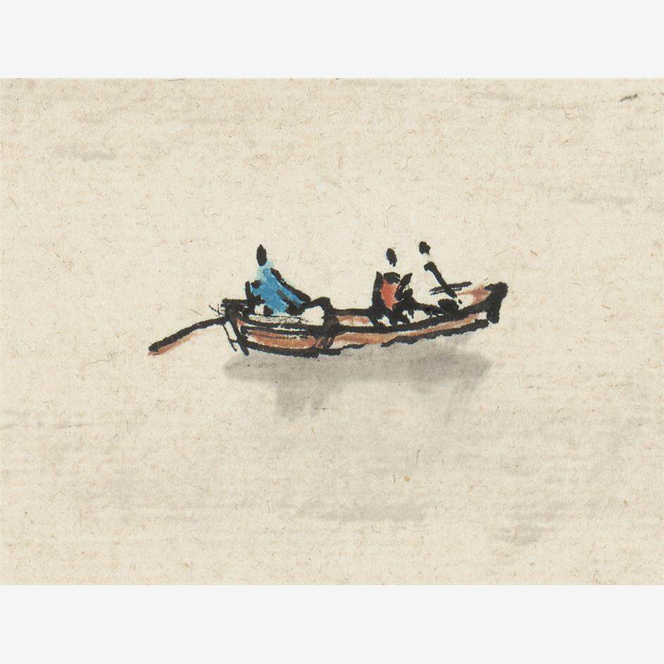 近现代 蔡景星 借问西湖图横图山水画水墨画国画微喷复制装饰画