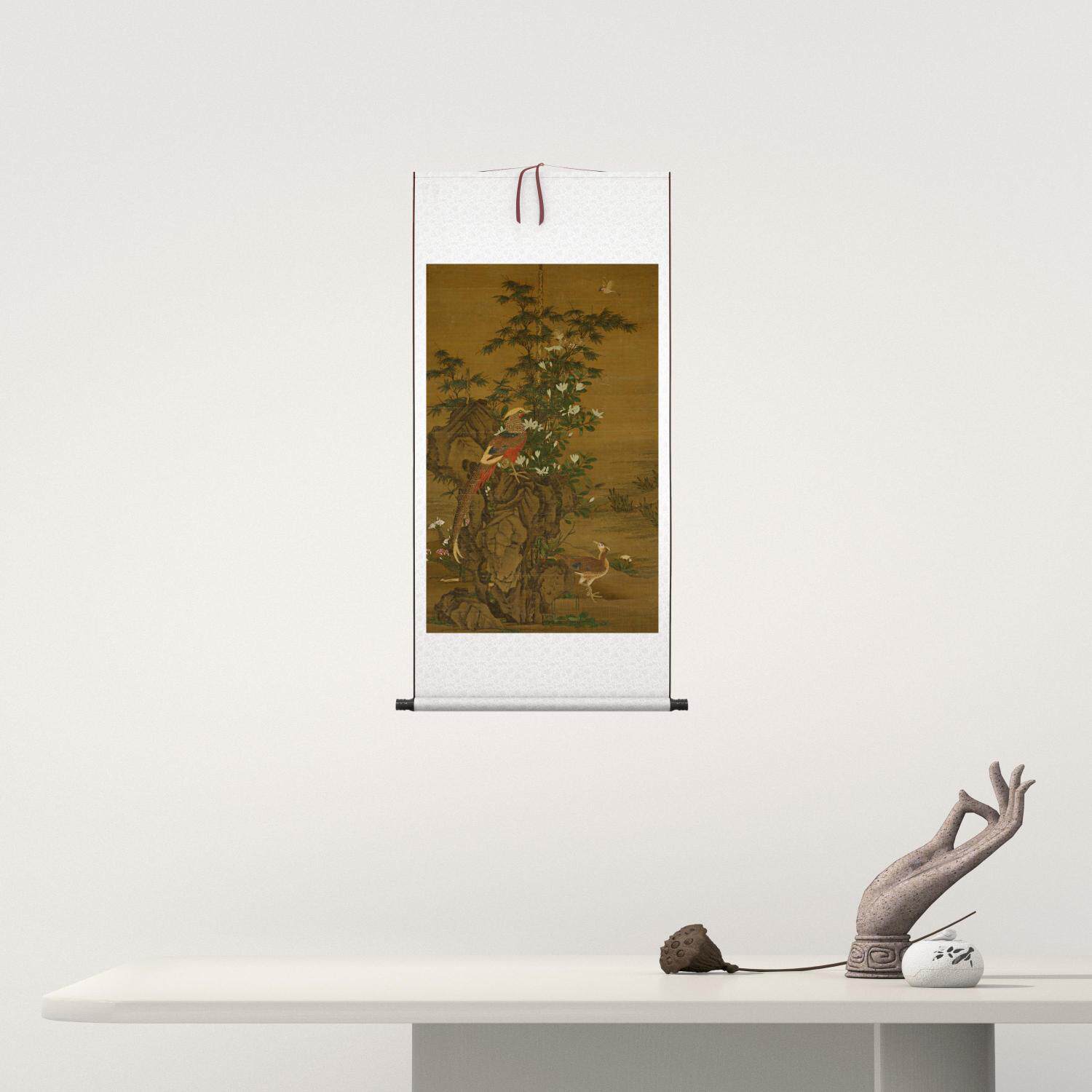 新品元王渊花竹锦鸡图