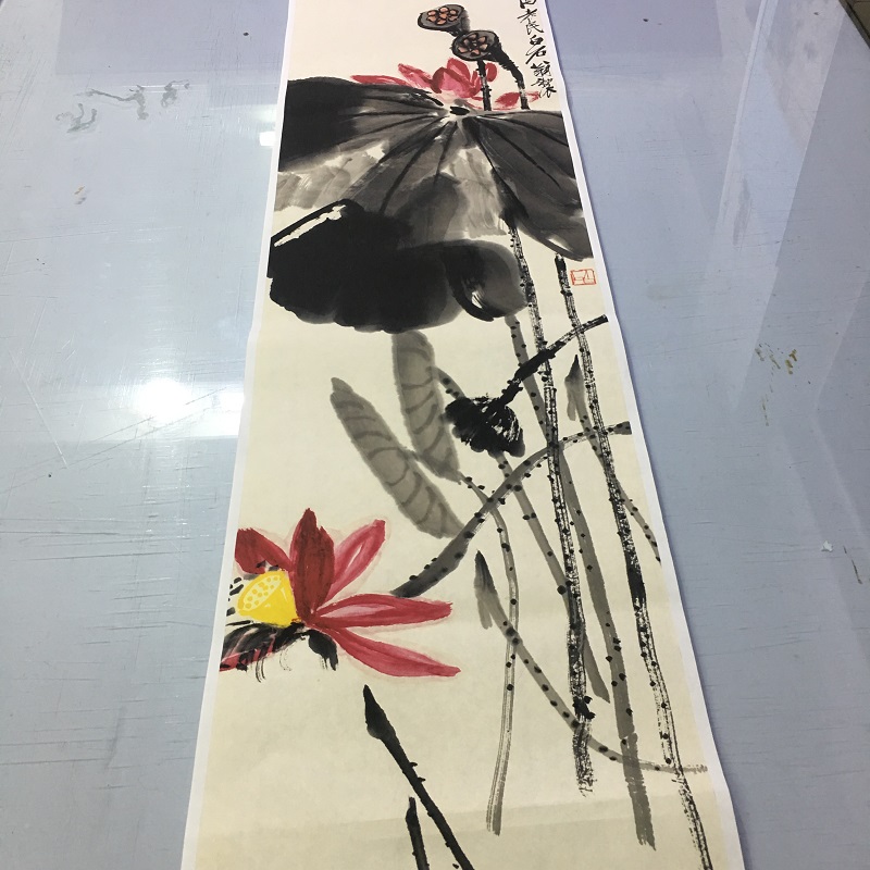齐白石国画真迹 富贵高寿荷花 新中式挂画字画微喷仿古复制装饰画