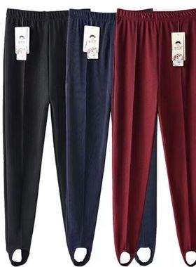 夏季冰丝健美裤女士脚蹬裤踩脚妈妈裤高弹高腰宽松大码外穿打底裤