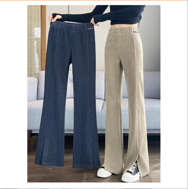 加绒加厚宽松垂感休闲阔腿裤子