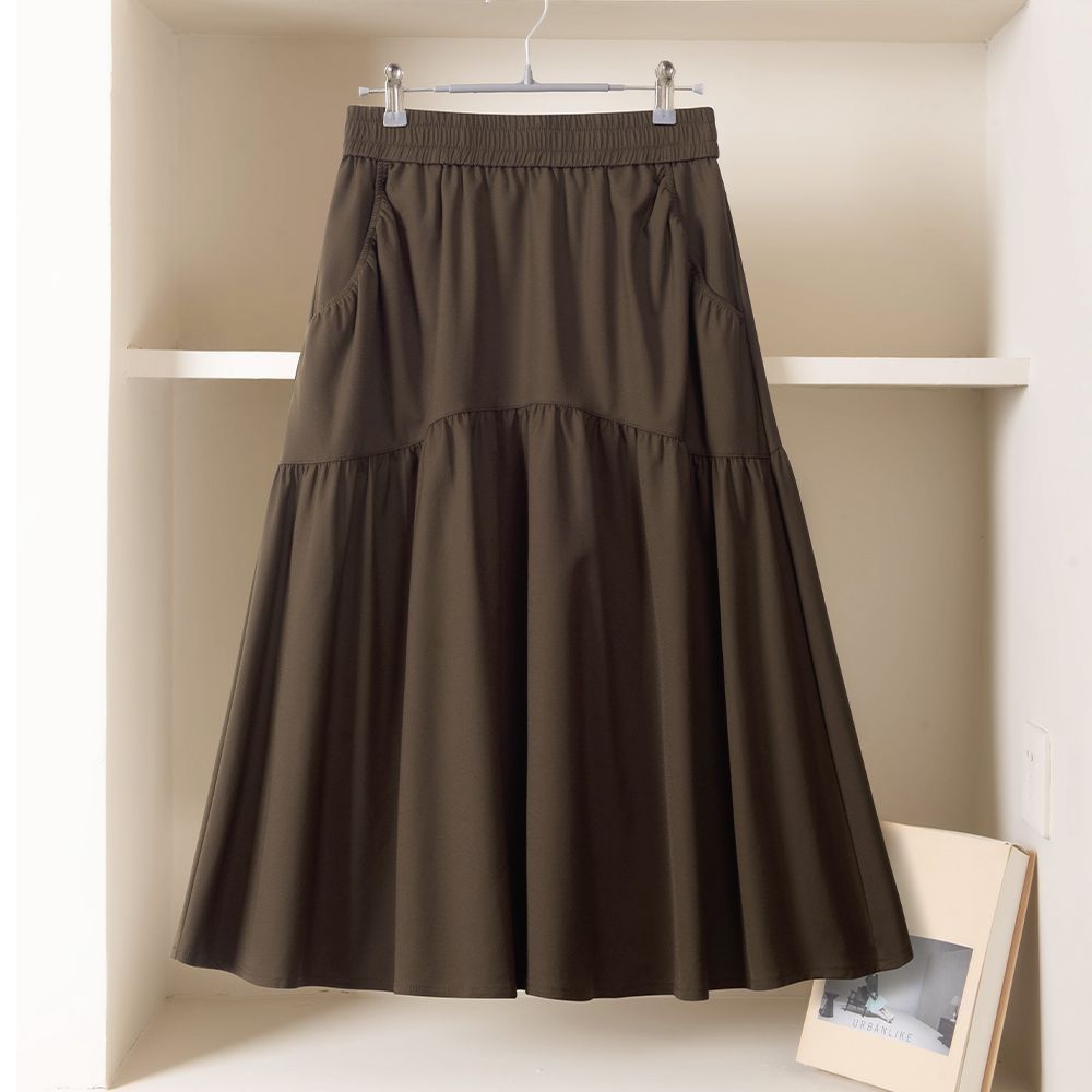 中长款高腰显瘦a字遮肉摆伞裙