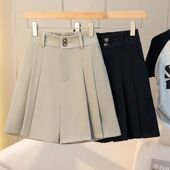 高腰阔腿宽松外穿西装 微胖mm洋气显瘦热裤 新款 五分短裤 大码 女夏装