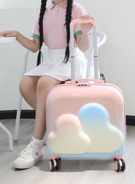儿童拉杆箱糖果色女孩20寸18寸密码小行李箱万向静音轮登机箱可坐