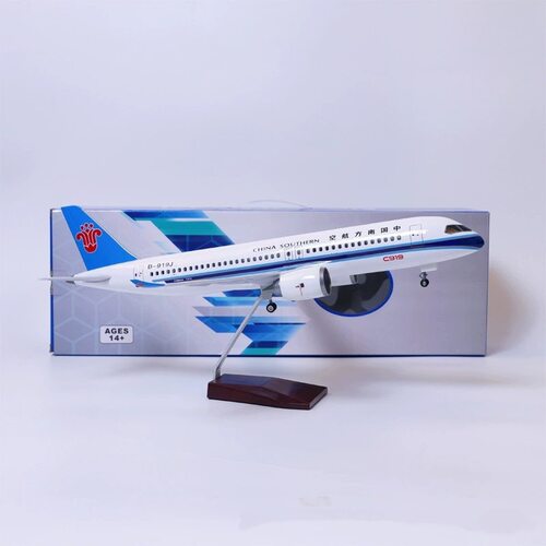 飞机模型带轮带灯47cm中国南方航空C919仿真民航客机飞机模型摆件