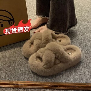 网红休闲小香风雪地鞋加绒加厚保暖2025年秋冬季新款毛毛棉拖鞋女
