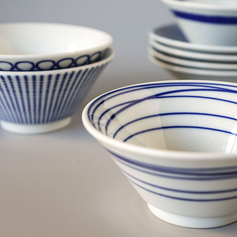 5寸斗笠碗高温釉下彩日式