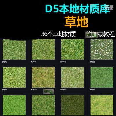 D5渲染器草坪草地植被绿化枯草绿地贴图材质预设本地材质库36个