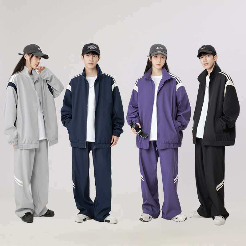 春季立领运动夹克男秋季休闲外套长裤一套帅气搭配长袖套装
