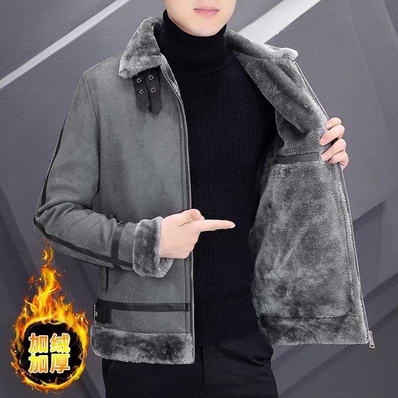 派克服男冬季2025新款毛内胆皮草外套翻领棉衣貉子毛皮毛一体大衣