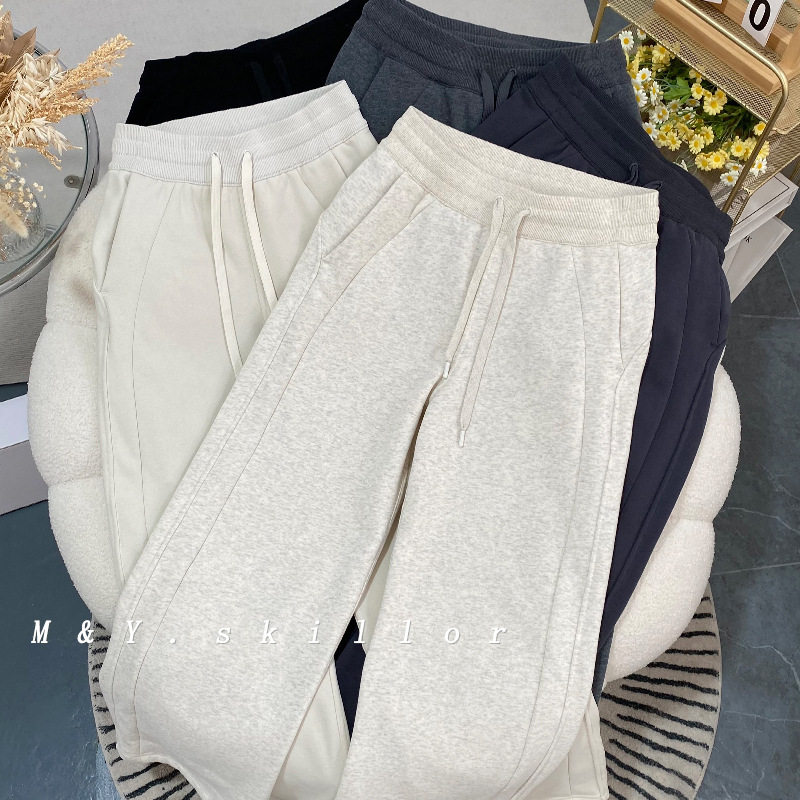 瑜伽阔腿裤女2025秋冬新款加绒加厚保暖高腰抽绳运动休闲直筒裤,女装/女士精品,休闲裤,淘宝优惠券,粉丝福利购,淘宝优惠卷