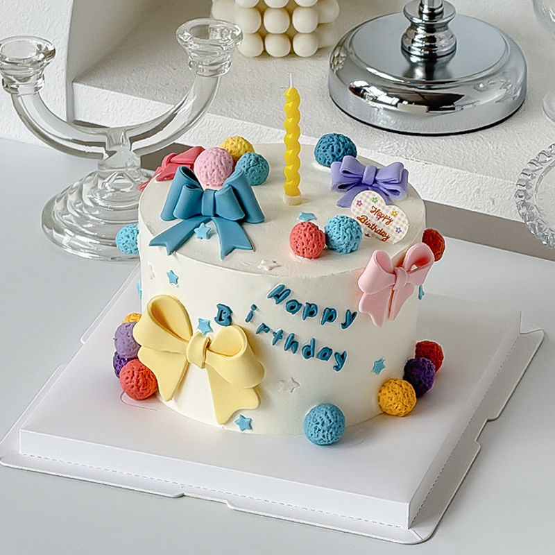 网红双层蝴蝶结翻糖切模蛋糕装饰
