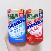 现货mentos曼妥思薄荷糖无糖草莓夹心薄荷糖清新口气清凉口香糖