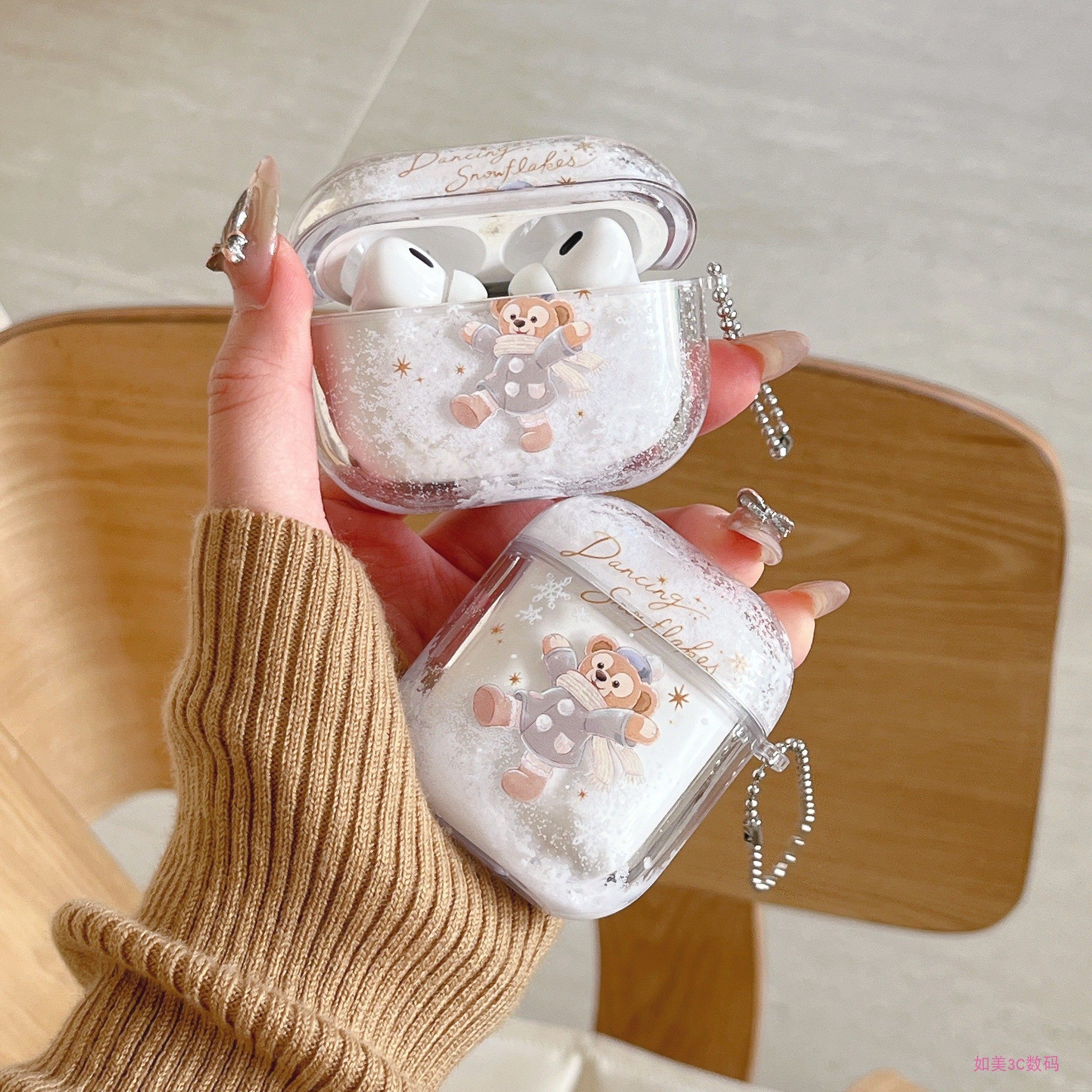 卡通可爱流沙小熊达菲适用airpods pro2/3代苹果无线蓝牙耳机套airpods1/2新款硬壳airpods3/4防摔保护套女款,3C数码配件,耳机保护套,淘宝优惠券,粉丝福利购,淘宝优惠卷