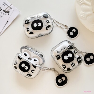 卡通可爱煤球苹果耳机套