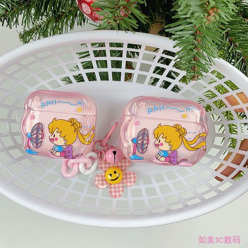 卡通可爱美少女苹果耳机套
