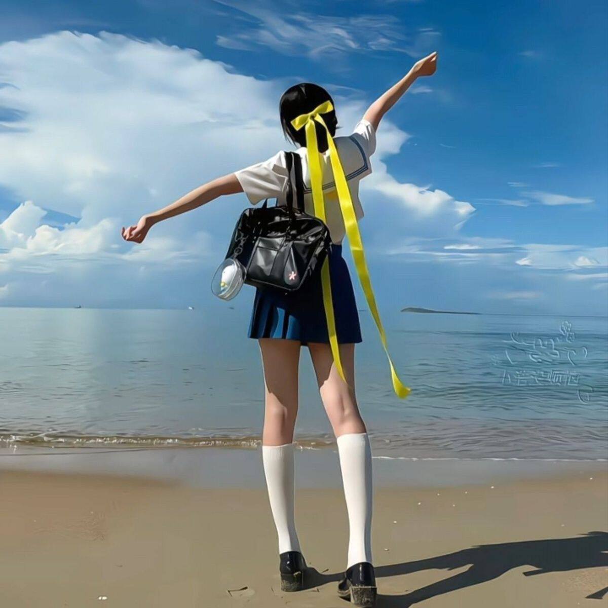 飘带发夹浅黄色紫色超长洛丽塔蝴蝶结后脑勺发饰丝带超仙甜美配饰