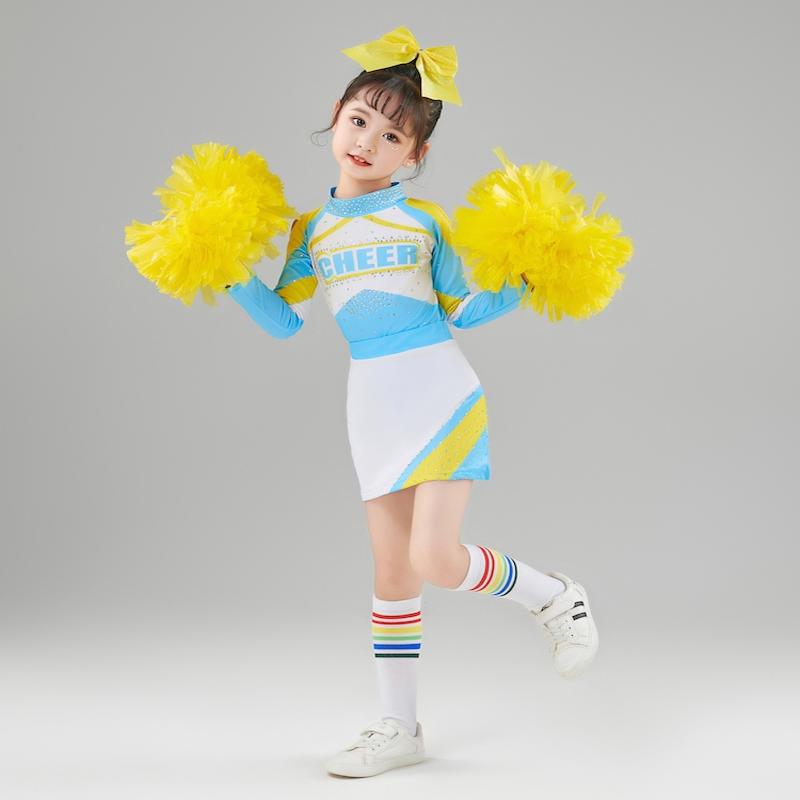 新款儿童啦啦操演出服长袖女童拉拉队表演服舞蹈服竞技赛比赛服装