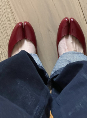 高定2025新款CL红底鞋联名M6马吉拉tabi分趾鞋红色小皮鞋 猪蹄鞋