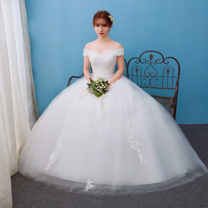 婚纱礼服2019秋季新娘新款时尚大码一字肩蕾丝修身显瘦韩式公主女在类目 女装/女士精品, 婚纱/旗袍/礼服, 婚纱中 - 来自Buy2taobao.com提供专业的淘宝代购服务