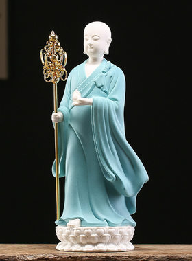 中式供奉地藏王人物摆件地藏菩萨站立德化白瓷佛像家桌面装饰古典