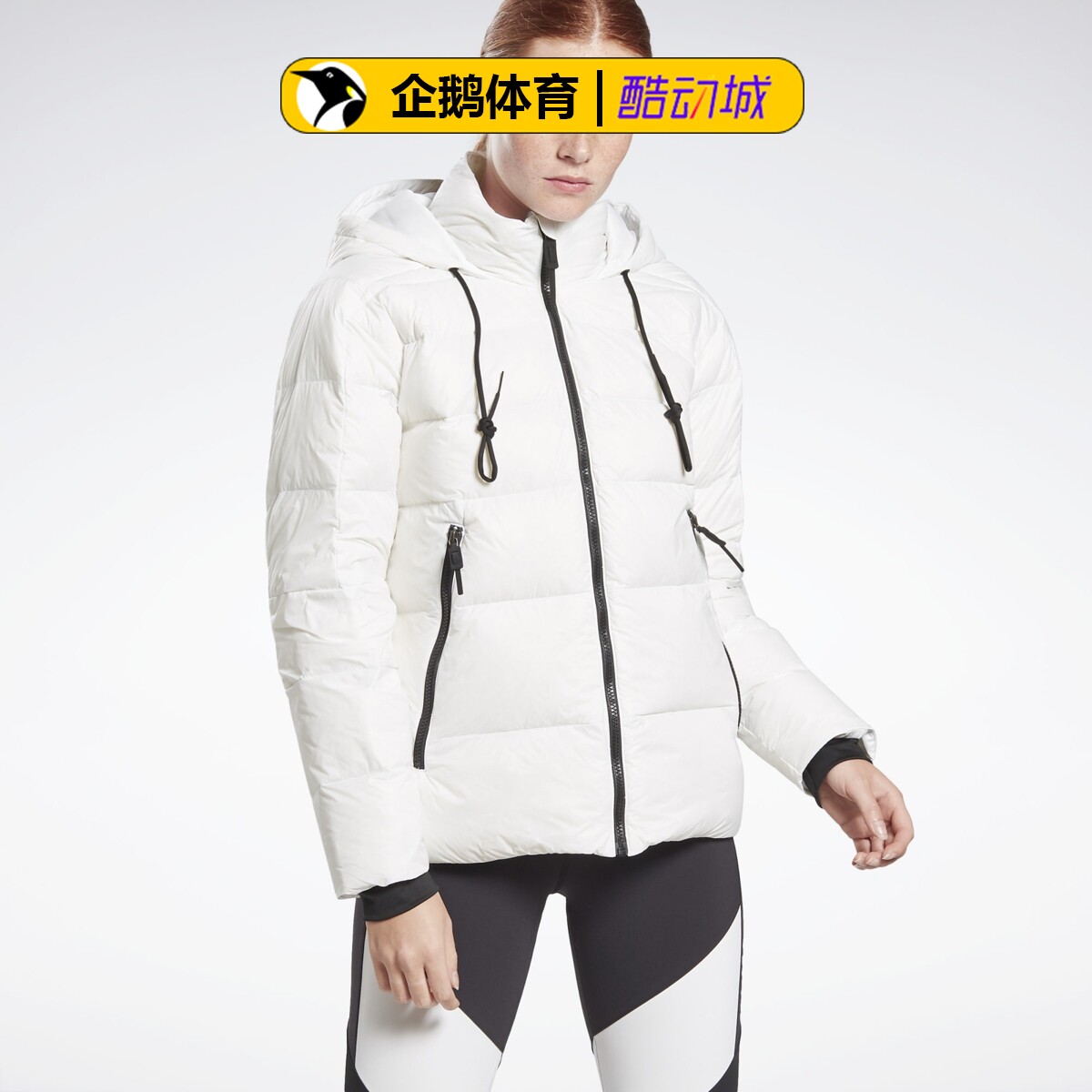 Reebok锐步女子时尚休闲连帽保暖宽松羽绒夹克外套 FU1691