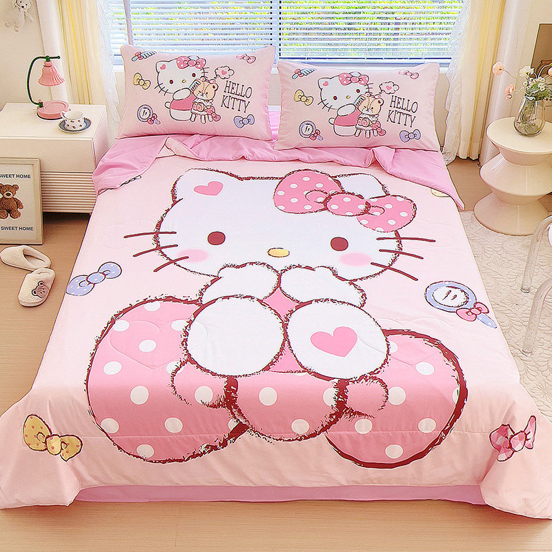 HELLO KITTY凯蒂猫夏季床上用品四件套儿童被子水洗棉空调被可爱