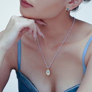 日韩六芒星白海贝淡水珍珠项链女不锈钢电镀小众轻奢饰品现货