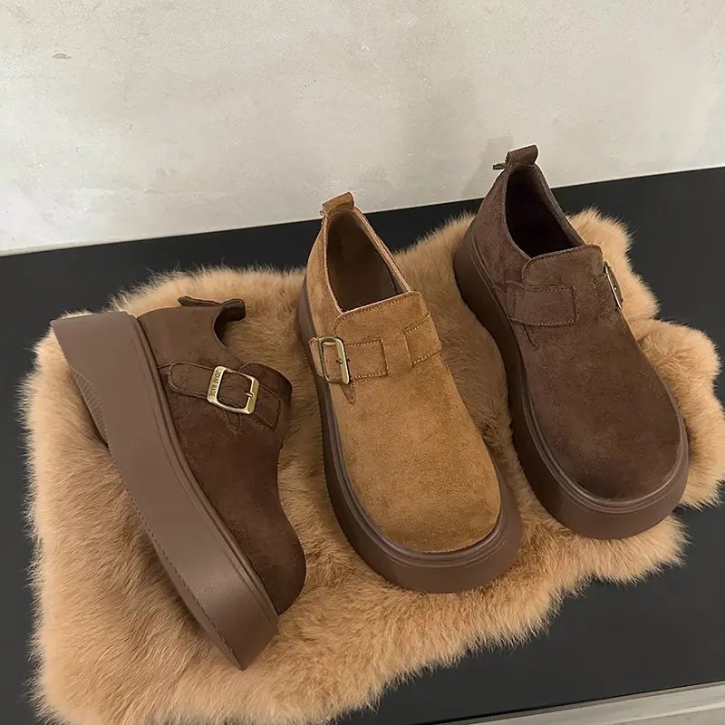 加棉厚底增高勃肯鞋女2025秋冬新款懒人一脚蹬复古博肯单鞋乐福鞋,女鞋,勃肯鞋/软木鞋,淘宝优惠券,粉丝福利购,淘宝优惠卷