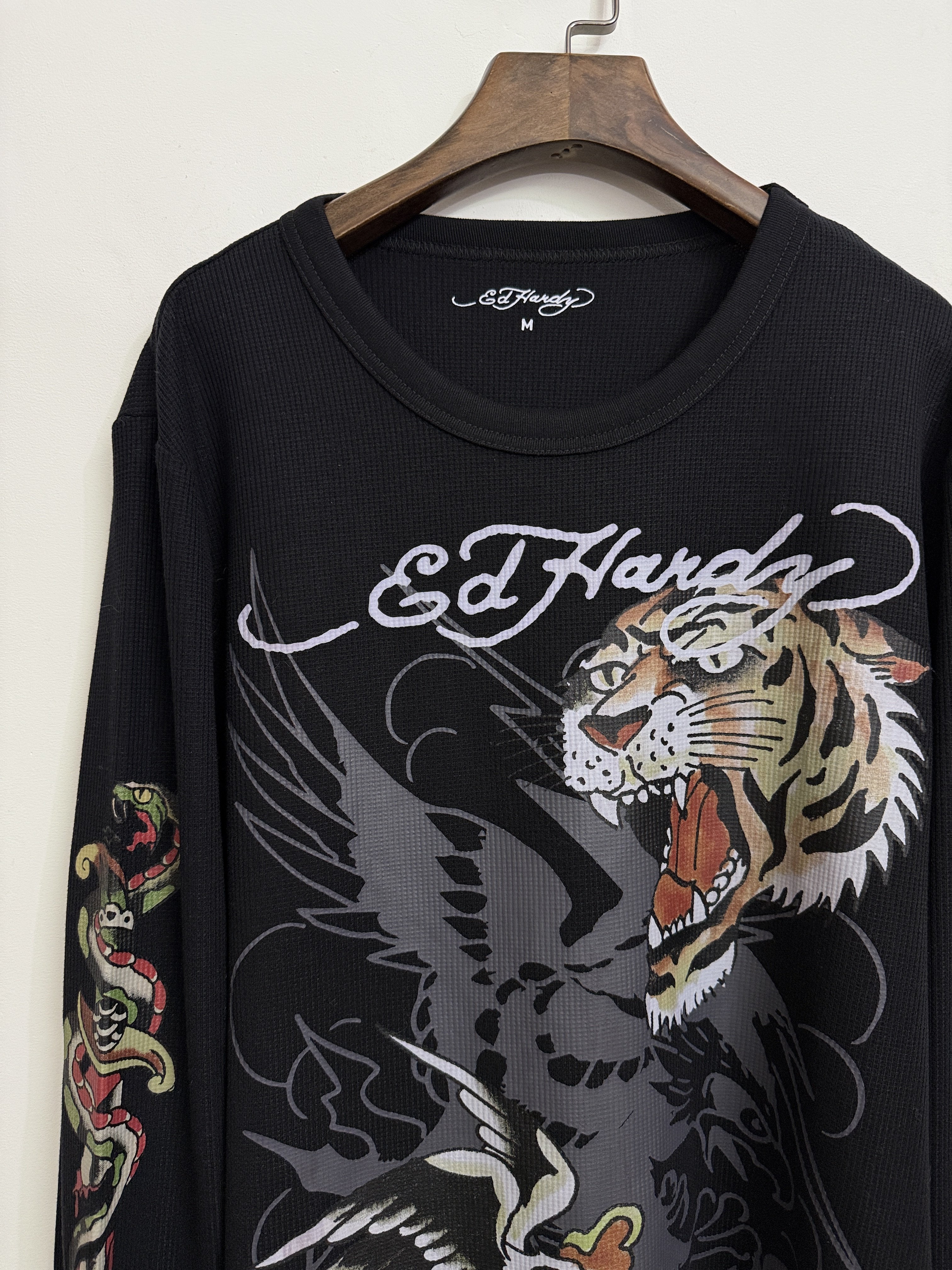 thumbnail for Sample clothes Y2K tiger monogram print punk rock breathable hole sports long sleeve T-shirt