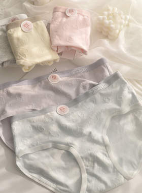 5A抗菌婴儿棉5条装纯色提花内裤女纯棉少女中腰全棉裆三角裤A类棉