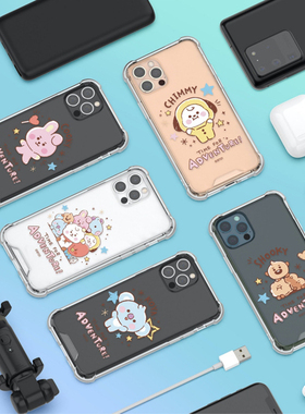 韩国BTS防弹少年团BT21 BABY苹果15promax涂鸦四角气囊防摔手机壳iPhone14全包保护套13pro透明12薄款11硬壳