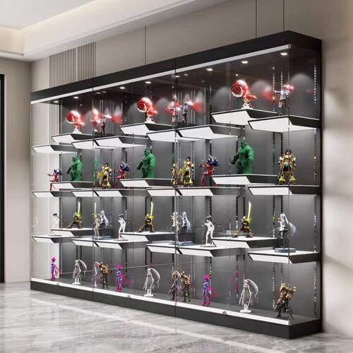 手办展示柜带灯玩具玻璃展柜定制商用展示架高达模型展示柜乐高柜
