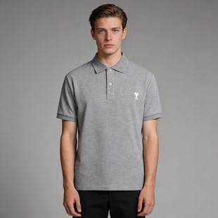 透气运动休闲半袖 Ami 男薄款 青年潮流全棉翻领POLO衫 Paris短袖
