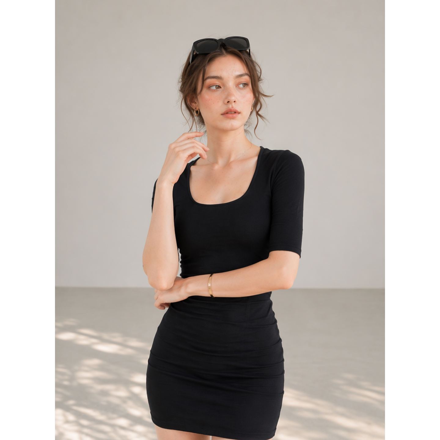 夏季纯欲辣妹方领蕾丝包臀短裙女