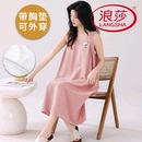 浪莎薄款 吊带韩范休闲可外穿甜美家居服 带胸垫睡裙女夏季 纯棉无袖