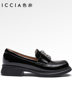 色非重工设计感小众乐福鞋通勤时尚复古百搭粗跟小皮鞋A644